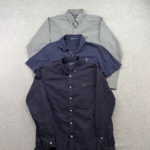Lot of 3 Polo Ralph Lauren Button Down Shirt Size L Large Bundle Pony Cotton *